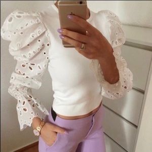Zara Combination Sleeve Knit Top Sweater